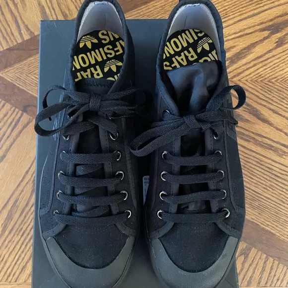 NWT RAF Simon’s Adidas Spirit Low Asymm Black Sneakers, Size 9M